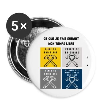 ce que je fais durant mon temps libre bricolage - Lot de 5 petits badges (25 mm) - blanc - Devant