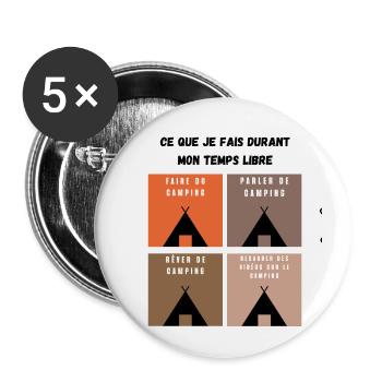 ce que je fais durant mon temps libre camping - Lot de 5 petits badges (25 mm) - blanc - Devant