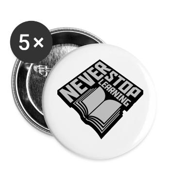 never stop learning Zitat - Buttons klein 25 mm (5er Pack) - Weiß - Vorne