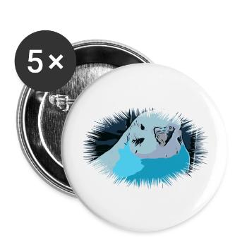 Perruche ondulée - Lot de 5 petits badges (25 mm) - blanc - Devant