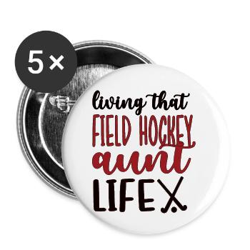 Fière tante de hockey sur gazon Joueuse de hockey sur gazon Tante - Lot de 5 petits badges (25 mm) - blanc - Devant