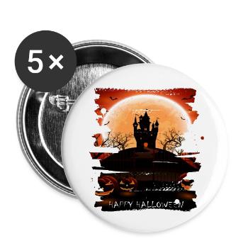Halloween Gruselhexe Horror Geist Monster - Buttons klein 25 mm (5er Pack) - Weiß - Vorne