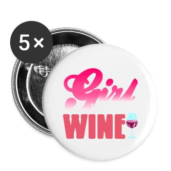 Just A Girl who loves wine - Buttons small 1''/25 mm (5-pack) - white - Front