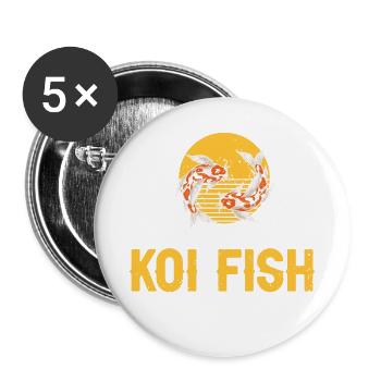 J’aime vraiment KOI Fish OK? Rétro Vintage - Lot de 5 petits badges (25 mm) - blanc - Devant