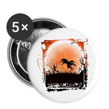 Halloween Gruselhexe Horror Geist Monster - Buttons klein 25 mm (5er Pack) - Weiß - Vorne