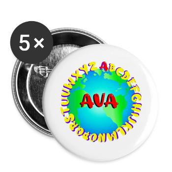 ABC AVA - Buttons klein 25 mm (5er Pack) - Weiß - Vorne