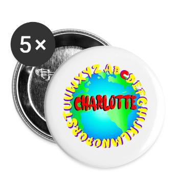 ABC CHARLOTTE - Buttons klein 25 mm (5er Pack) - Weiß - Vorne