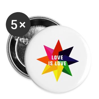 Bisexual,Transgender,love is love, LGBT,stern - Buttons small 1''/25 mm (5-pack) - white - Front