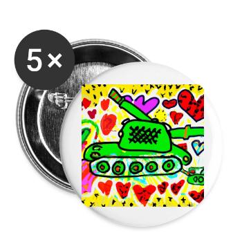 tank shooting hearts on children - Buttons small 1''/25 mm (5-pack) - white - Front