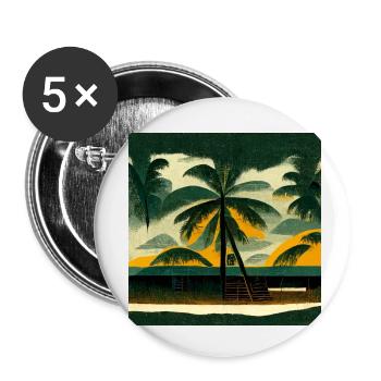 Jamaican cabin on the beach - Buttons small 1''/25 mm (5-pack) - white - Front