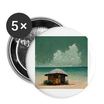 Jamaican cabin on the beach - Buttons small 1''/25 mm (5-pack) - white - Front