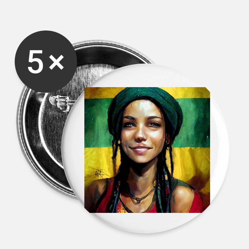 rasta women at a reggae conert - Buttons small 1''/25 mm (5-pack) - white