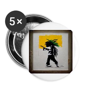 Banksy style jamaican rasta - Buttons klein 25 mm (5er Pack) - Weiß - Vorne