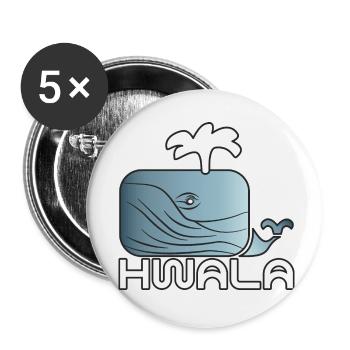 Baleine Bleu Baleine Eau Mer Océan Vague Fontaine HWALA - Lot de 5 petits badges (25 mm) - blanc - Devant