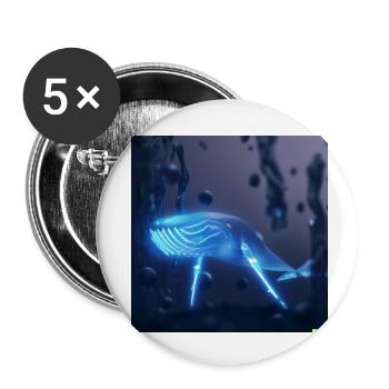 blue whale in a dark ocean - Buttons small 1''/25 mm (5-pack) - white - Front