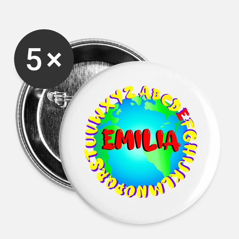 ABC EMILIA - Buttons klein 25 mm (5er Pack) - Weiß