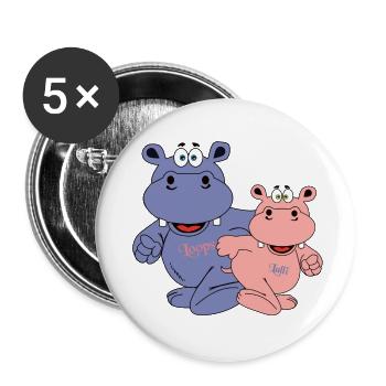 hippo nilpferd familie freunde family geschenkidee - Buttons klein 25 mm (5er Pack) - Weiß - Vorne