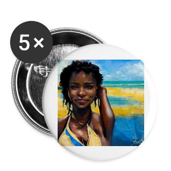 Beautiful Haitian Women in Bikini Painting - Buttons small 1''/25 mm (5-pack) - white - Front