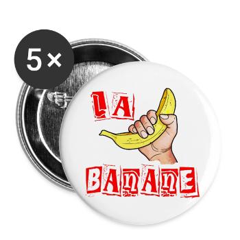 La banane - Lot de 5 petits badges (25 mm) - blanc - Devant