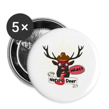 Nerdic Deer - Buttons klein 25 mm (5er Pack) - Weiß - Vorne