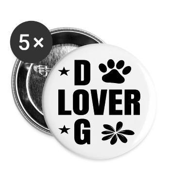 DOG Lover - Buttons klein 25 mm (5er Pack) - Weiß - Vorne