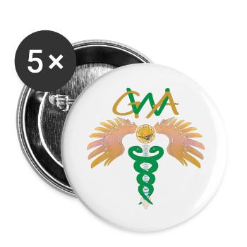 GWA - redressement mental de la colonne vertébrale - Caduceus - Lot de 5 petits badges (25 mm) - blanc - Devant