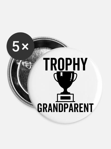 Trophäe Großeltern - Buttons klein 25 mm (5er Pack) - Weiß