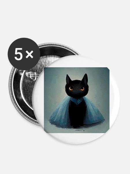 Tutu Katze - Buttons klein 25 mm (5er Pack) - Weiß
