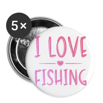 I love fishing - Buttons small 1''/25 mm (5-pack) - white - Front