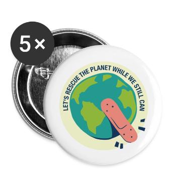 Save the Planet 01 - Buttons klein 25 mm (5er Pack) - Weiß - Vorne