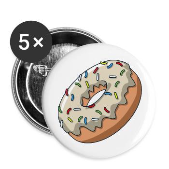 Beignet avec glaçage blanc - Lot de 5 petits badges (25 mm) - blanc - Devant
