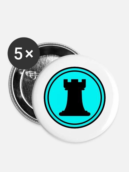 Schachfigur Turm - Buttons klein 25 mm (5er Pack) - Weiß