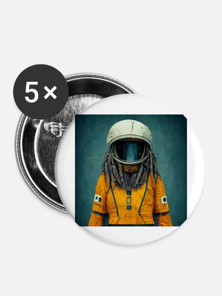 Rasta-astronaut - Buttons klein 25 mm (5er Pack) - Weiß