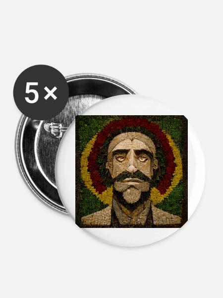 Mosaik Rasta-malerei - Buttons klein 25 mm (5er Pack) - Weiß