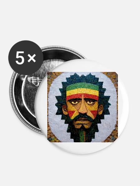 Mosaik Rasta-malerei - Buttons klein 25 mm (5er Pack) - Weiß