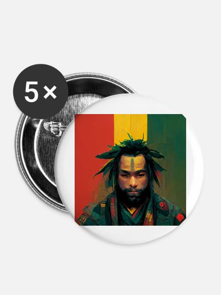 Rasta-samurai-malerei - Buttons klein 25 mm (5er Pack) - Weiß