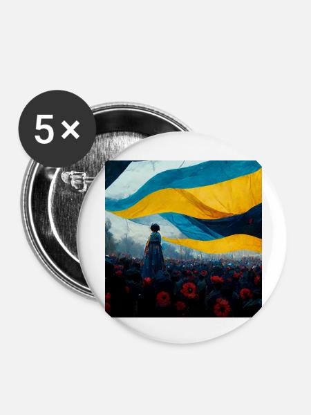 Sieg Der Ukraine - Buttons klein 25 mm (5er Pack) - Weiß