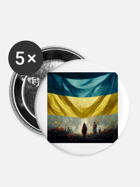 Sieg Der Ukraine - Buttons klein 25 mm (5er Pack) - Weiß
