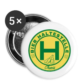 Bierhaltestelle - Buttons klein 25 mm (5er Pack) - Weiß - Vorne