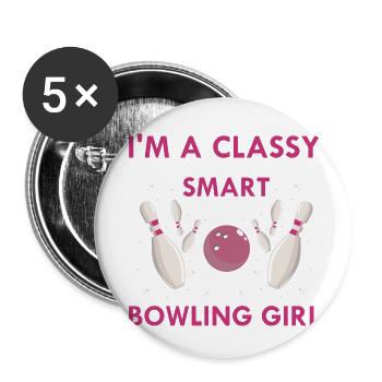 Une fille de bowling chic et un peu intelligente - Lot de 5 petits badges (25 mm) - blanc - Devant