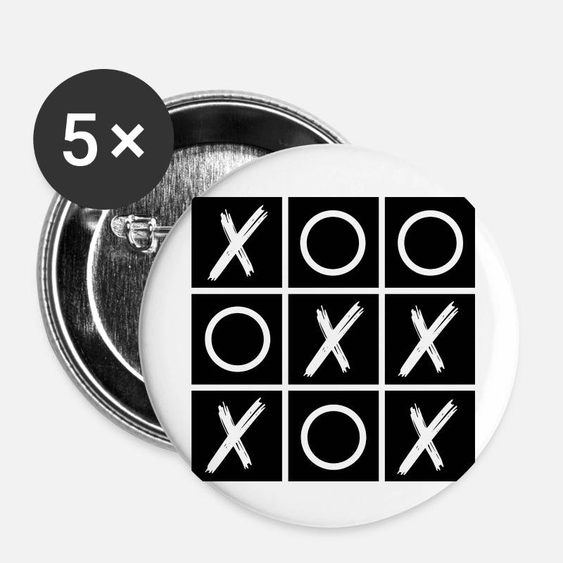 Tic Tac Toe - Buttons klein 25 mm (5er Pack) - Weiß