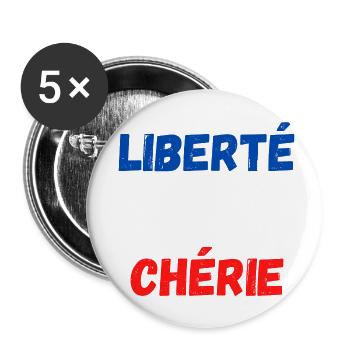 Liberté égalité chérie - Lot de 5 petits badges (25 mm) - blanc - Devant