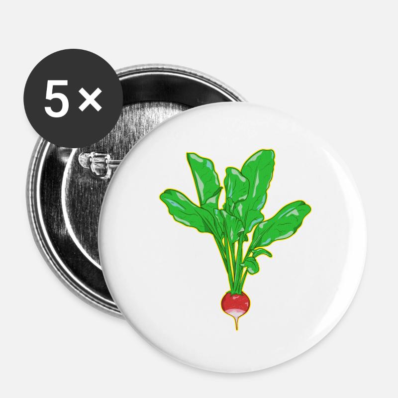 RADISH - Buttons klein 25 mm (5er Pack) - Weiß