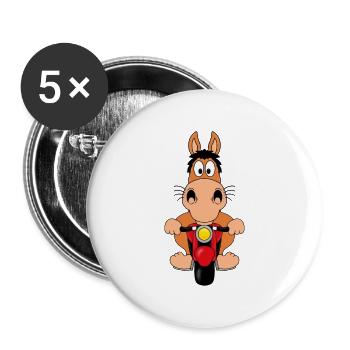 MOTORRAD - BIKER - PONY - PFERD - TIER - TIERISCH - Buttons klein 25 mm (5er Pack) - Weiß - Vorne
