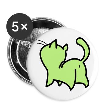 chat vert - Lot de 5 petits badges (25 mm) - blanc - Devant