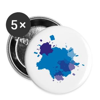 Éclaboussures de couleur bleue - Lot de 5 petits badges (25 mm) - blanc - Devant