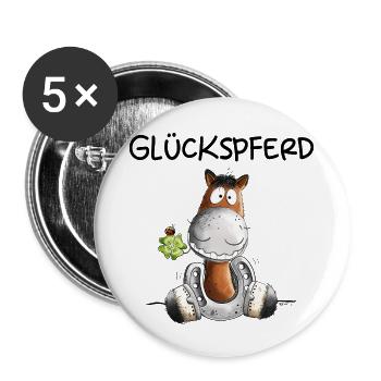 Pferd Im Glück I Pferdemotiv Reiter - Buttons klein 25 mm (5er Pack) - Weiß - Vorne