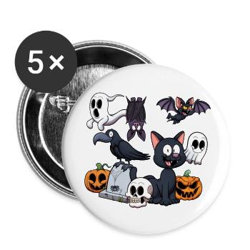 Halloween Characters - Buttons small 1''/25 mm (5-pack) - white - Front