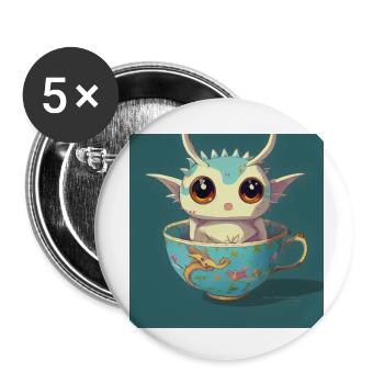 Adorable bébé dragon avec les yeux d’enchère - Lot de 5 petits badges (25 mm) - blanc - Devant