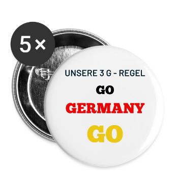 3 G-Regel - Go Germany Go Design - Buttons klein 25 mm (5er Pack) - Weiß - Vorne